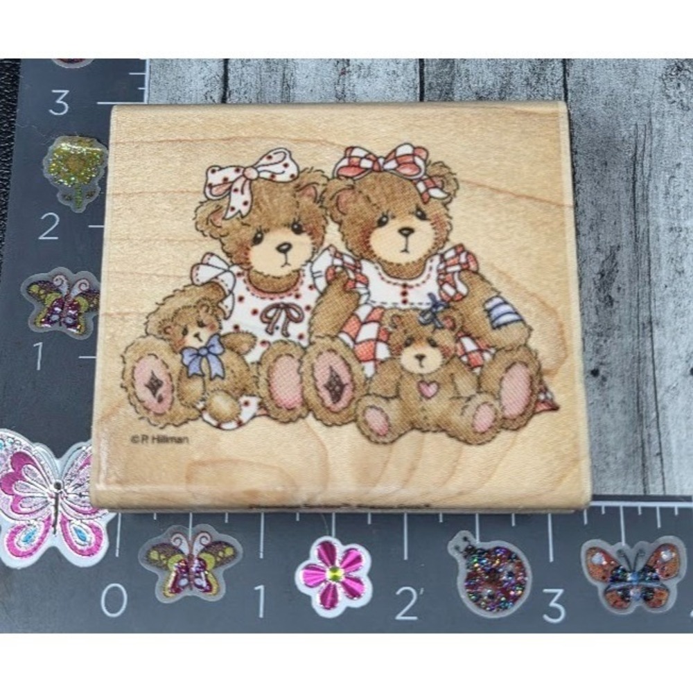 Stampendous Cherished Teddies Allison and Alexanderia Rubber Stamp Wood #085